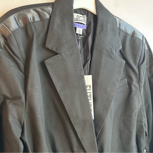 Future Collective Black Blazer, Small, Belt Tie, Stripe, Women's, Suit - Picture 11 of 12